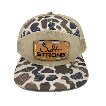 Salt Strong Marsh-Mellow Camo Leather Patch Hat